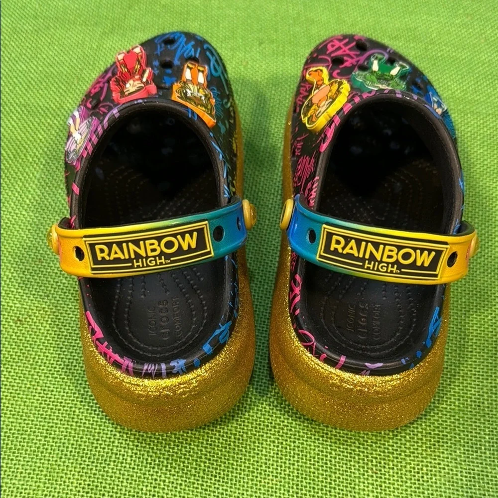 RARE Colorful Kids Crocs Rainbow High Cutie Crush Clogs size 2J